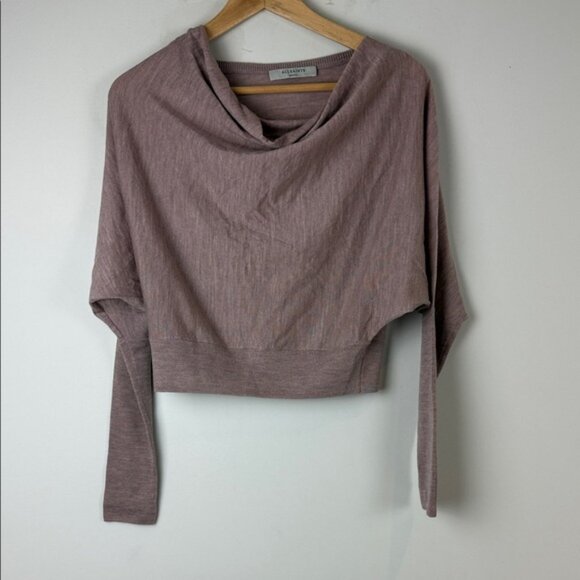 AllSaints Ridley Cowl Neck Cropped Sweater wool and cashmere blend Size Small - Picture 2 of 6